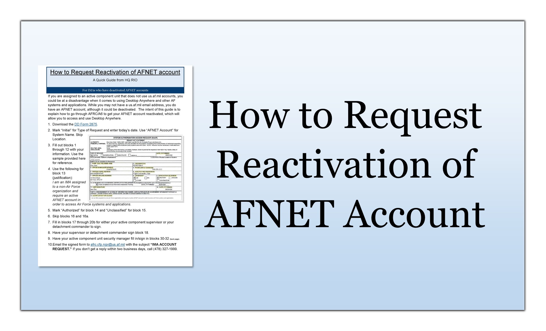 How to request reactivation of AFNET account thumbnail link